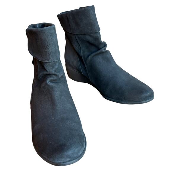 Mephisto Seddy Scrunchy Ankle Boots w Cuffs Matte Black Nubuck Leather size 9.5 - Picture 15 of 16